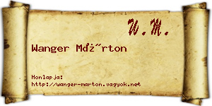 Wanger Márton névjegykártya