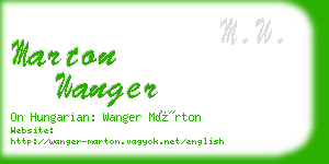 marton wanger business card